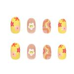 24 Pcs Flower Press-On Short Almond Nails