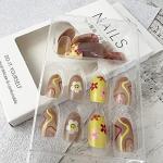 24 Pcs Flower Press-On Short Almond Nails