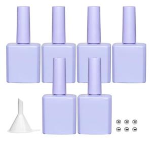 Agidea 6PCS Purple Glass Gel Nail Polish Bottles