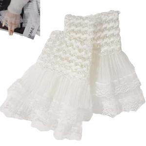 Lace Nail Art Photo Shoot Gloves - White