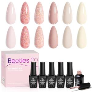 Pink Champagne Glitter Gel Nail Polish Set