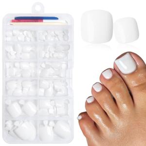 168pc White Press-On Toenails with Adhesive Tabs