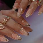 Almond Press-On Nails with French Tip Design