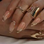 Almond Press-On Nails with French Tip Design