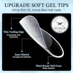 240pcs Short Almond Nail Gel Tips - 12 Sizes