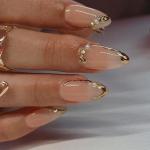 Almond Press-On Nails with French Tip Design