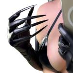 DooWay Black Latex Nail Gloves for Cosplay