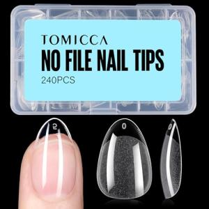 TOMICCA Short Almond Acrylic Nail Tips, 240 Pcs