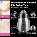UNA GELLA Short Almond Nail Tip Press-Ons, 312pcs