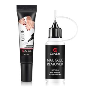 Curvlife Nail Glue and Remover Kit, Quick Dry