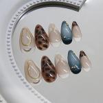 24 Pcs Brown Leopard French Tip Press-On Nails