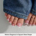 Press On Toenails - Real Square French Tips Set