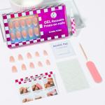 Glossy French Almond Short Press-On Nails – 32pcs