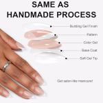 Glossy French Almond Short Press-On Nails – 32pcs