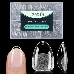 Short Almond Nail Tips, 216pcs Matte Clear Acrylic