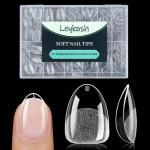 Short Almond Nail Tips, 216pcs Matte Clear Acrylic