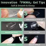 Short Almond Nail Tips, 216pcs Matte Clear Acrylic