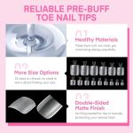Square Toe Nail Tips - 216 Pcs Soft Gel Press-Ons