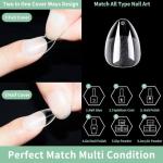 Short Almond Nail Tips, 216pcs Matte Clear Acrylic