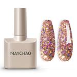 MAYCHAO Clear Pink Glitter Gel Nail Polish 15ML