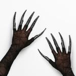 10PCS Adjustable Black Fake Nail Rings for Halloween