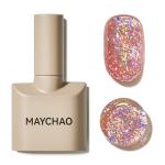 MAYCHAO Clear Pink Glitter Gel Nail Polish 15ML