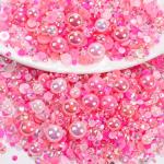 Pink Resin Rhinestones and Pearls Nail Charms