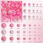 Pink Resin Rhinestones and Pearls Nail Charms