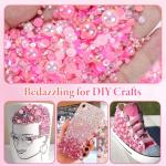 Pink Resin Rhinestones and Pearls Nail Charms