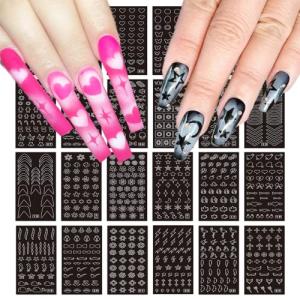 24 Sheets Nail Art Airbrush Stencils Stickers