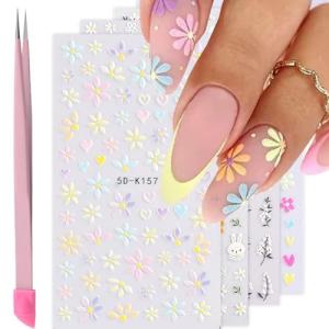 5D Flower Nail Art Stickers for DIY Designs