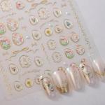 5D Flower Nail Art Stickers with Geometric Frames