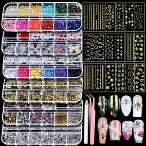 Nail Art Kit with Stickers, Gems, and Charms