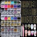 Nail Art Kit with Stickers, Gems, and Charms