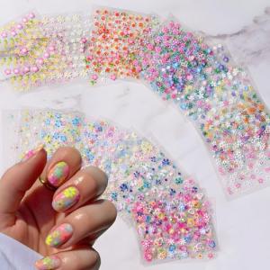 30 Colorful Flower Nail Art Stickers - 3D Decals