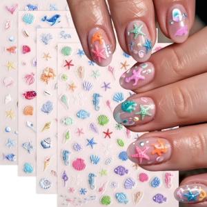 Beach-Themed 5D Nail Art Stickers Set