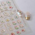 5D Flower Nail Art Stickers with Geometric Frames