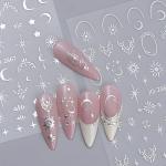 12 Sheets Moon Star Nail Art Stickers