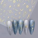 12 Sheets Moon Star Nail Art Stickers