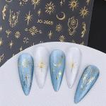12 Sheets Moon Star Nail Art Stickers