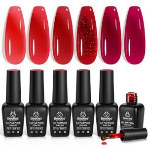 Beetles 6-Color Red Jelly Gel Nail Polish Set