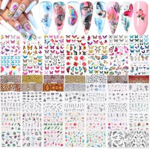 78 Sheets Colorful Butterfly Flower Nail Stickers