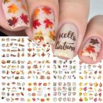 Autumn Nail Art Stickers with Leaves and Pumpkins