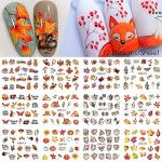 Autumn Nail Art Stickers with Leaves and Pumpkins