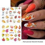 Autumn Nail Art Stickers with Leaves and Pumpkins