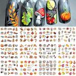 Autumn Nail Art Stickers with Leaves and Pumpkins