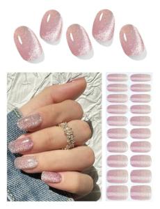 Nude Cat Eye Gradient Gel Nail Strips, 20pcs