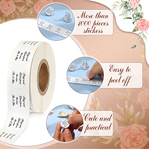 1000 Wedding Hugs and Kisses Stickers Labels