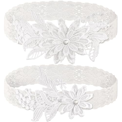 Bride's Sexy Lace Leg Garter Set with Faux Pearls