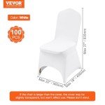 100 Pcs White Stretch Chair Covers for Weddings